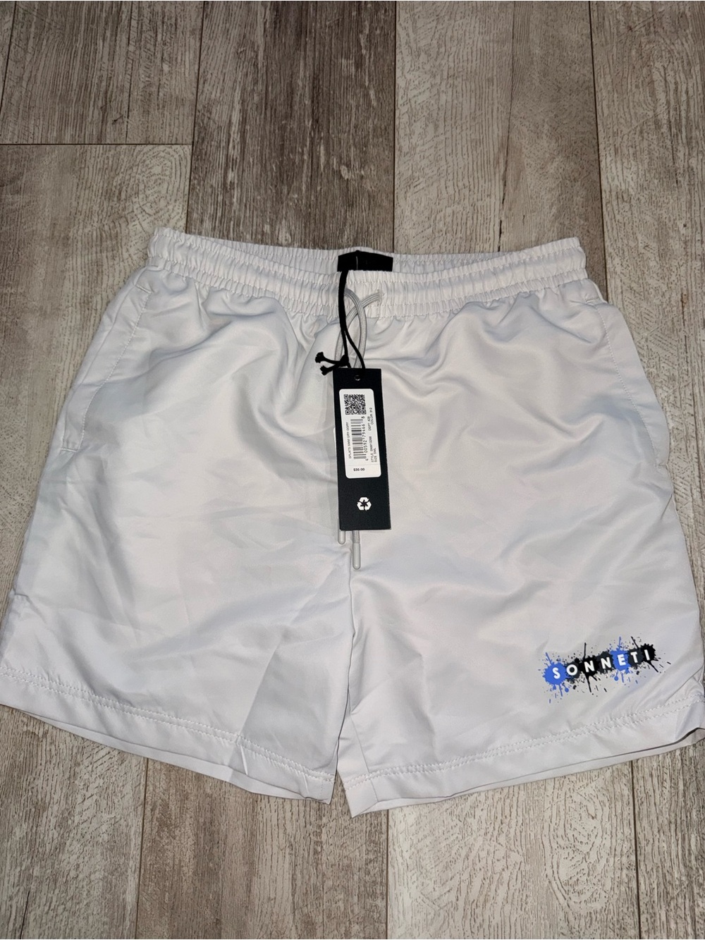 NWT Sonneti London Splash Swim Shorts White S